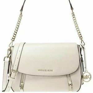 NWT  Michael Kors Bedford Legacy Leather Flap Light Cream/Gold Shoulder Bag
